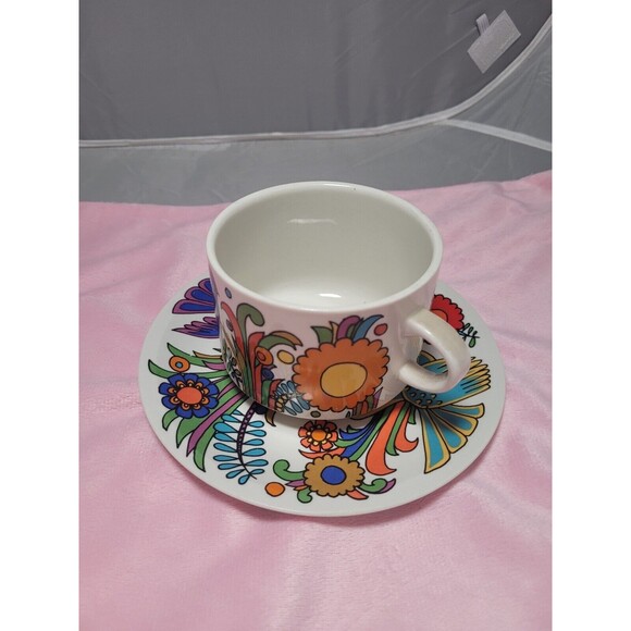 Villeroy and Boch Acapulco Flat Coffee Tea Cup and Saucer + BONUS coaster - Picture 2 of 7